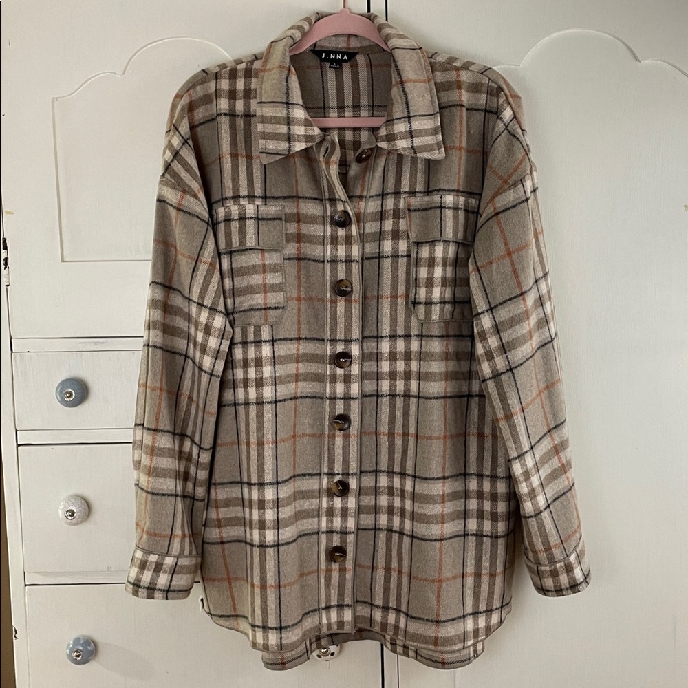 J.NNA Shacket plaid brown Large - Picture 4 of 10